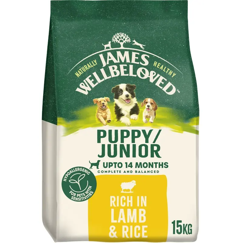 James Wellbeloved Hypoallergenic Puppy Junior Dry Dog Food Lamb & Rice 15Kg