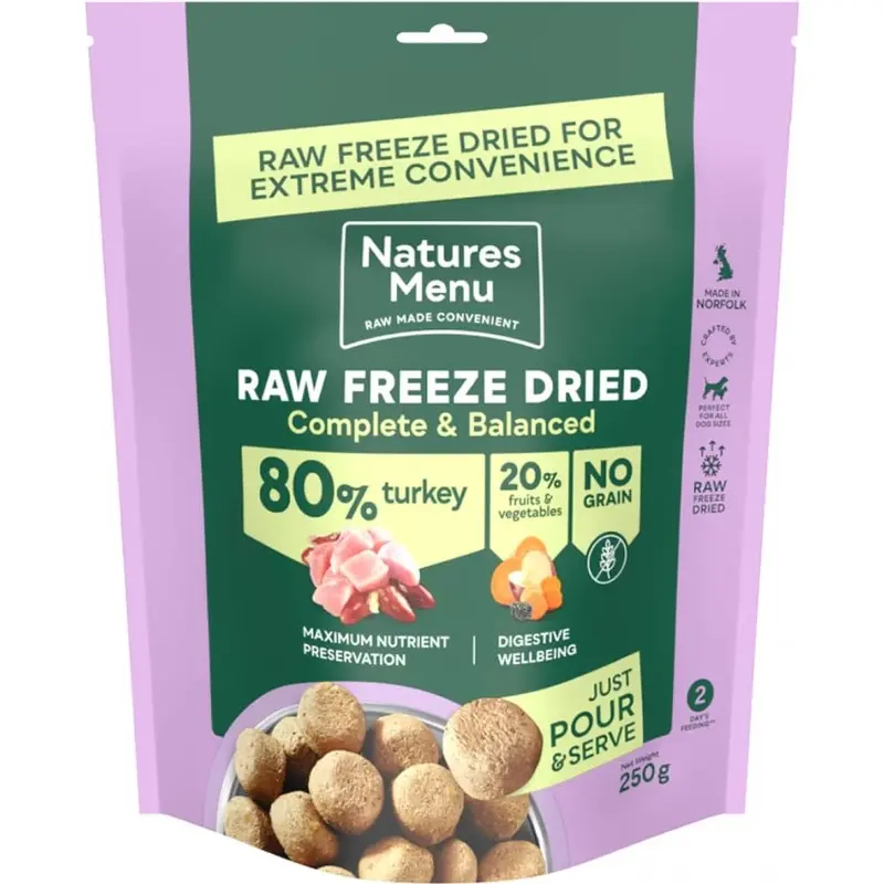 Natures Menu Freeze Dried Dog Food 80/20 Turkey - 250g