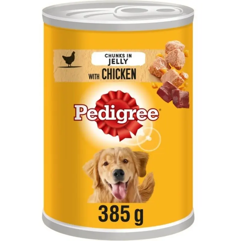 Pedigree Chicken In Jelly Dog Tins - X 385G Size 12