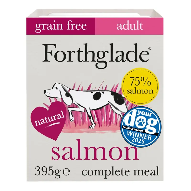 Forthglade Grain/Salmon Complete Natural Wet Dog Food - Free (18 X 395 G) Trays Size 18