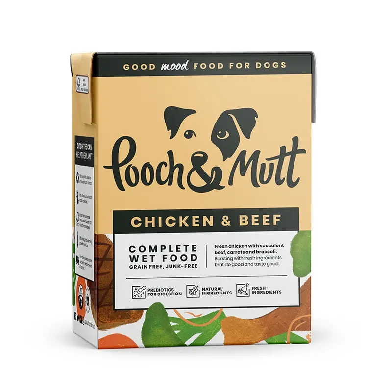 Pooch And Mutt Chicken And Beef Wet Adult Dog Food Carton 375G