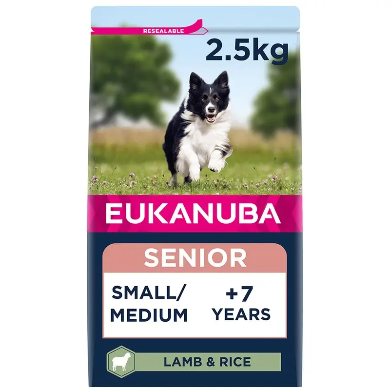 Eukanuba Small Medium Dry Senior Dog Food Lamb And Rice 2.5Kg