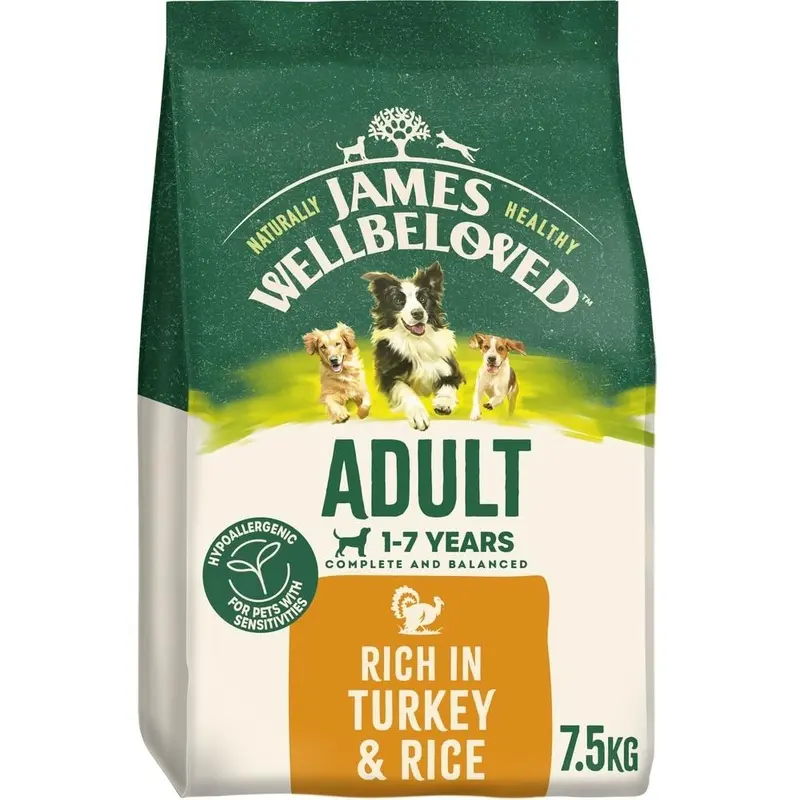 James Wellbeloved Dog Adult Hypoallergenic Dry Food Turkey and Rice 7.5 kg