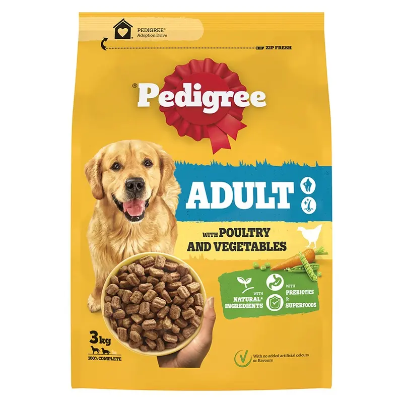 Pedigree Complete Adult Dry Dog Food Poultry And Vegetables 3Kg