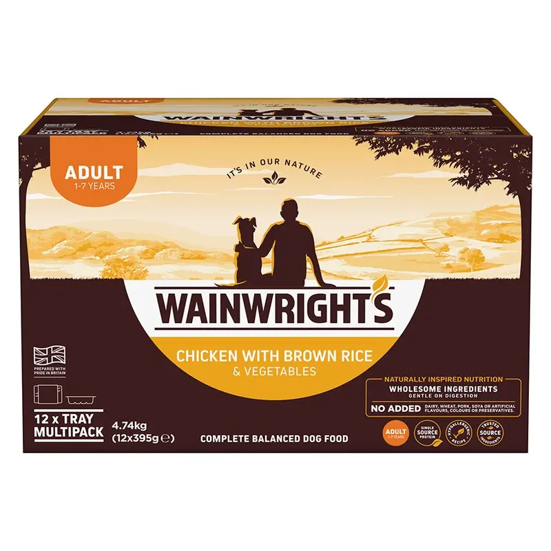 Wainwrights Wet Adult Dog Food Chicken With Rice 12X395G Trays