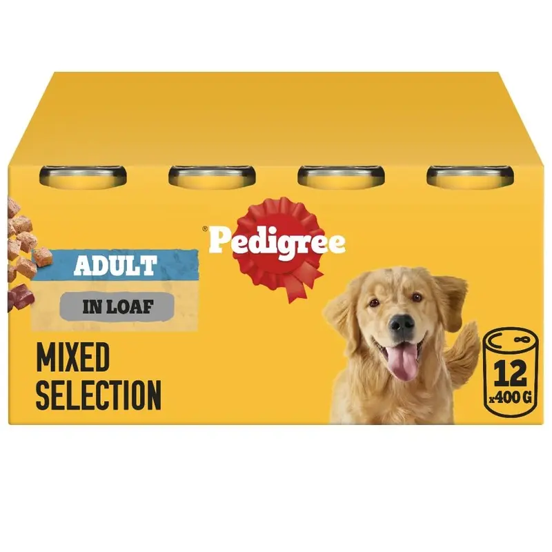 Pedigree Adult Dog Wet Food Can, Mixed Selection in Loaf, 12x400g