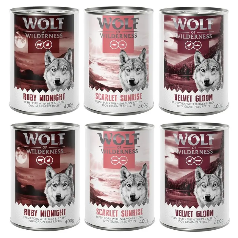Wolf Of Wilderness Adult 6 X 400G - "Red Meat" - Mixed Pack
