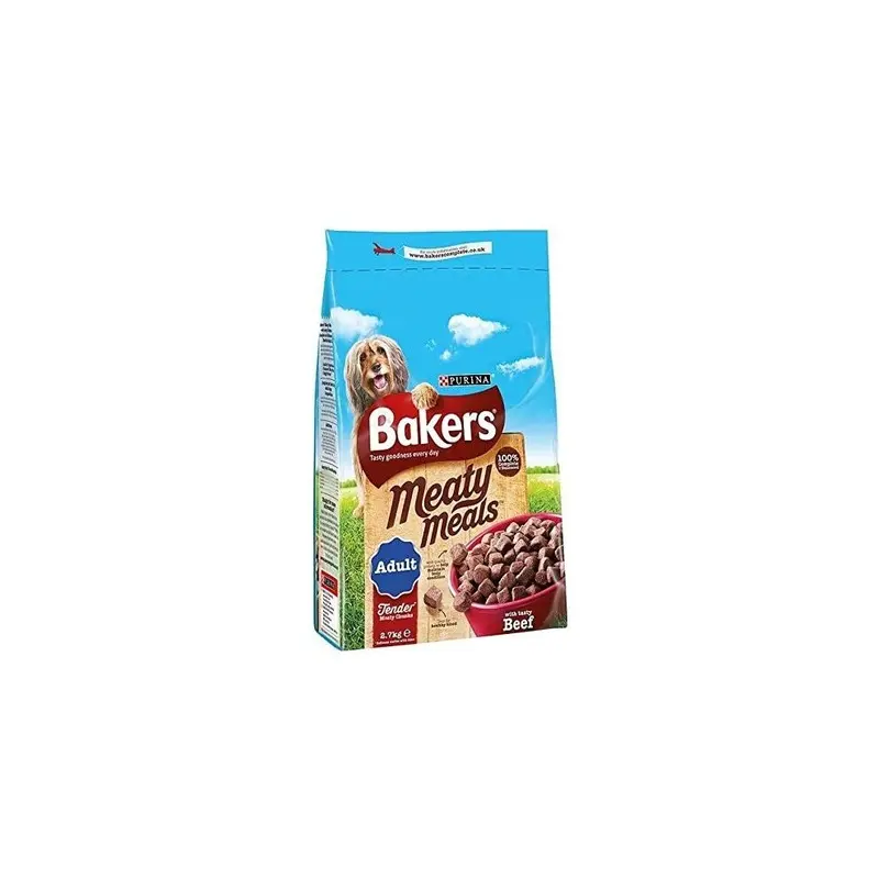 Bakers Meaty Meals Adult Dog Beef Dry Food (Pack Of 2) 2.7Kg