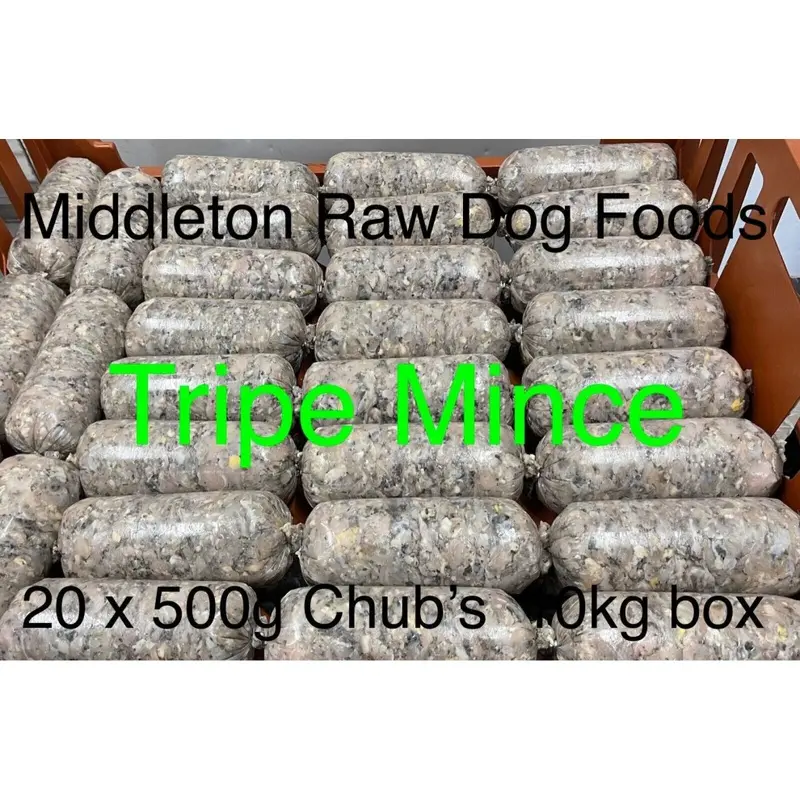 New Sunukerr Frozen Minced Tripe 20X500g Chubs (22Lbs) For Dogs Barf / Raw Green 10Kg