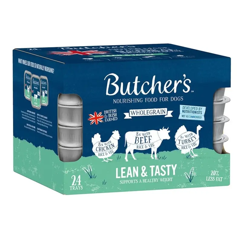Butchers Lean & Tasty Low Fat Dog Food Trays X 150G Size 24