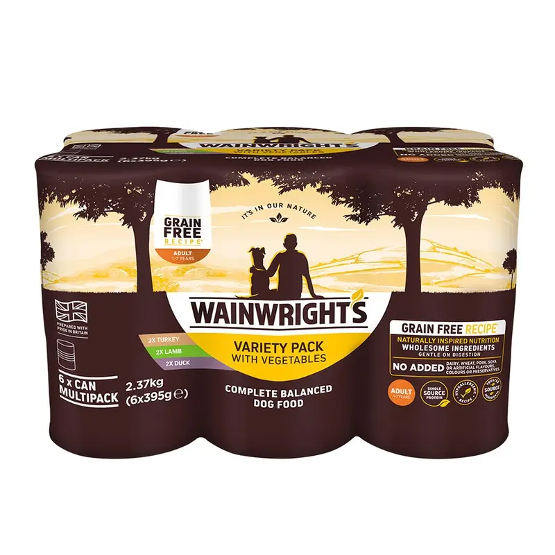 Wainwrights Grain Free Wet Adult Dog Food Variety Pack 6X395G Cans