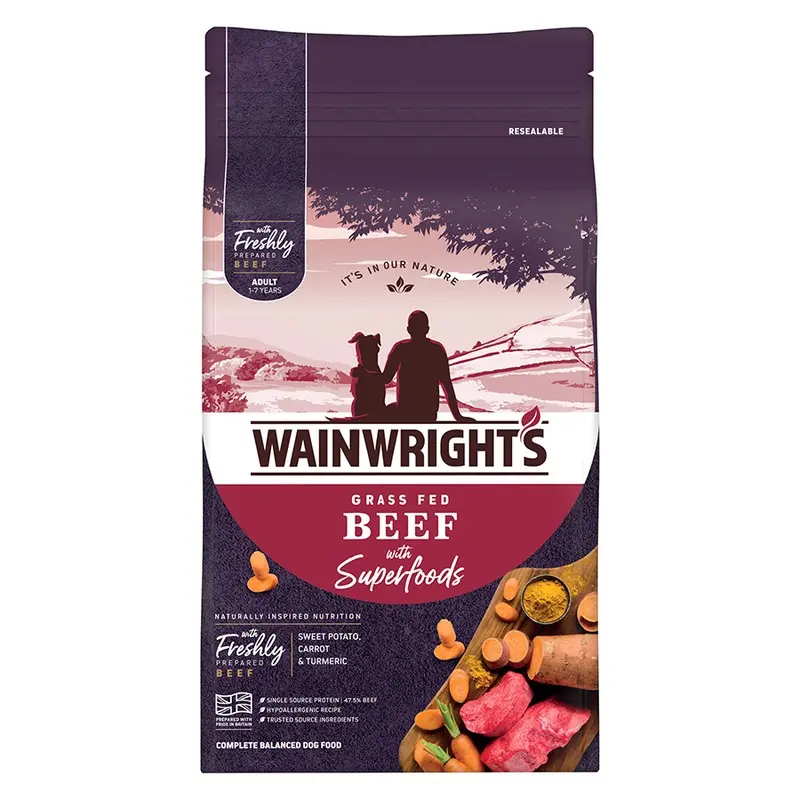 Wainwrights Grass Fed Beef With Superfoods Dry Adult Dog Food 2Kg