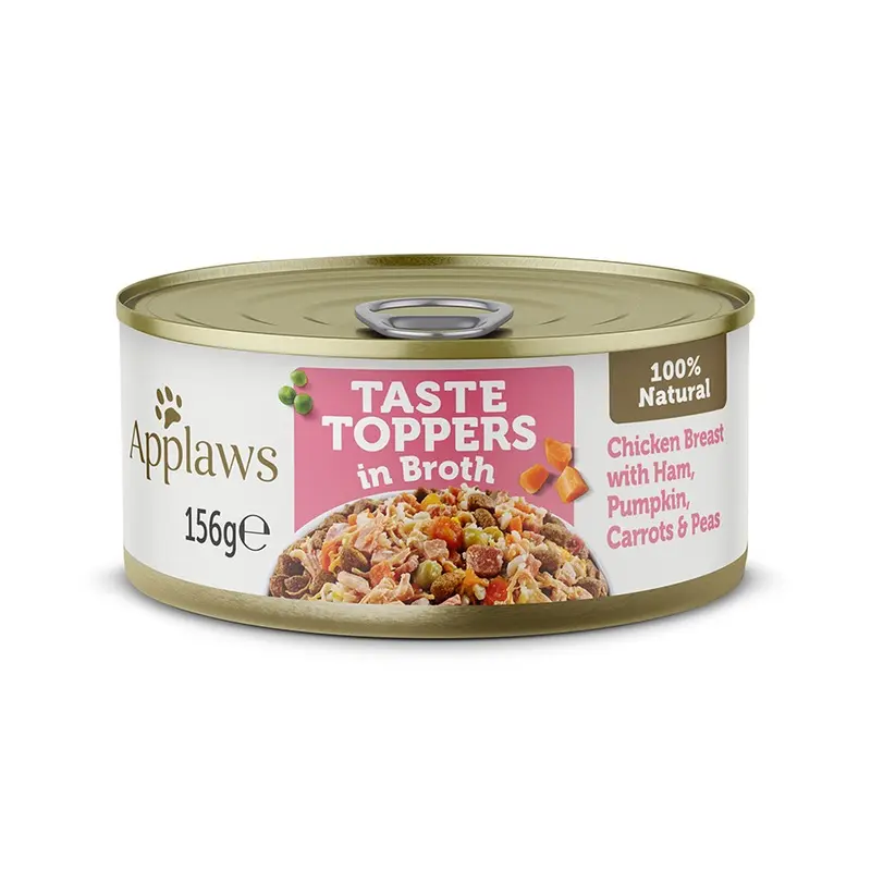Applaws Taste Toppers Wet Dog Food Chicken Ham And Vegetables Broth Tin 156G
