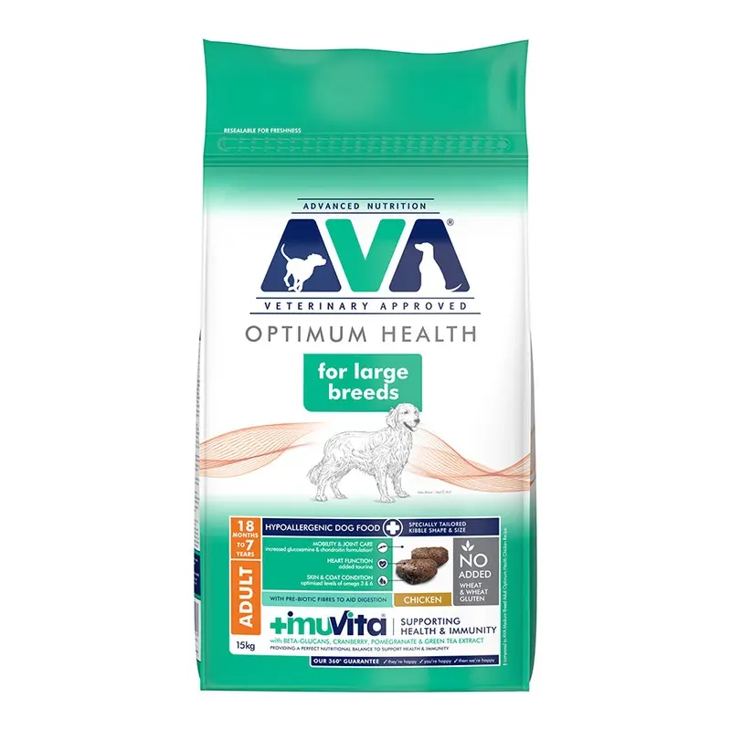Ava Veterinary Approved Optimum Health Large Breed Dry Adult Dog Food Chicken 15Kg
