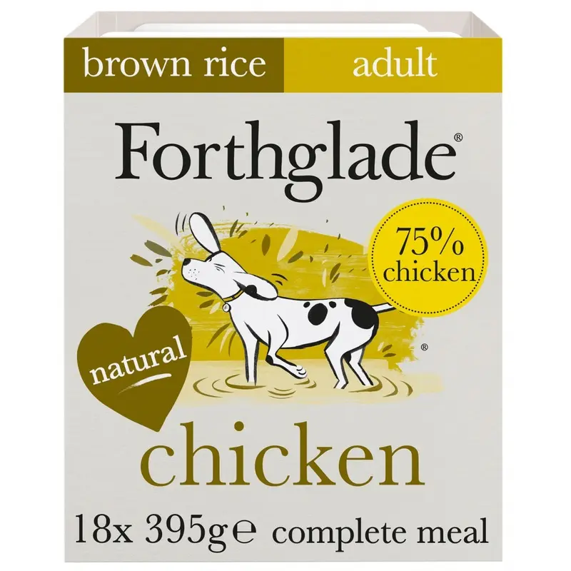 Forthglade Complete Chicken With Rice Dog Food - X 395G Brown Size 18