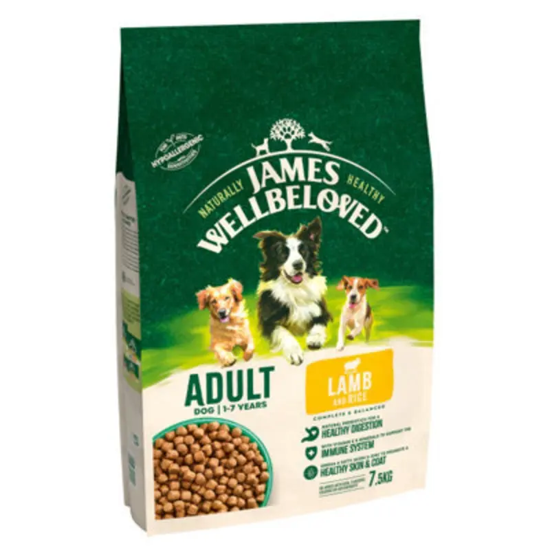 James Wellbeloved Brown/White/Green Lamb & Rice Adult Dog Food Size 6