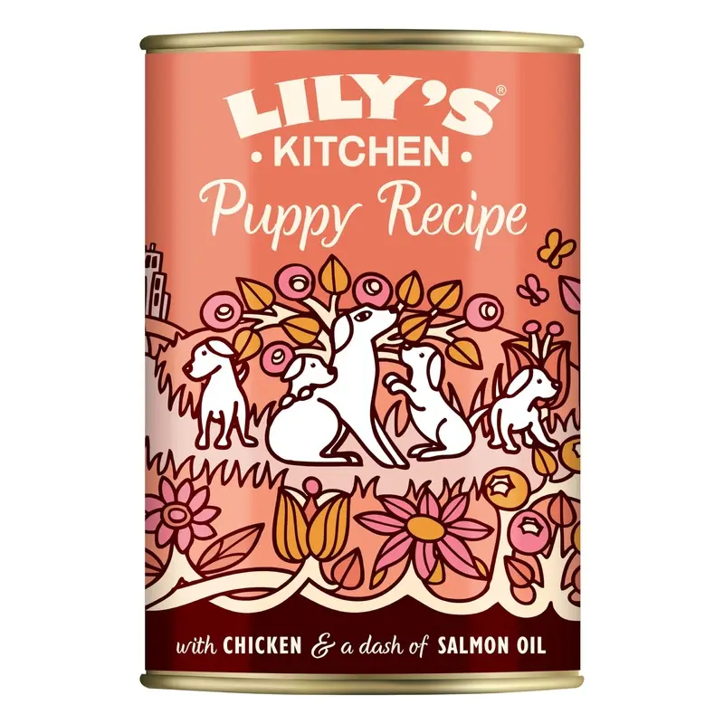 Lilys Kitchen Natural Puppy Wet Dog Food Tins Chicken Grain-Free Recipe 6 x 400g