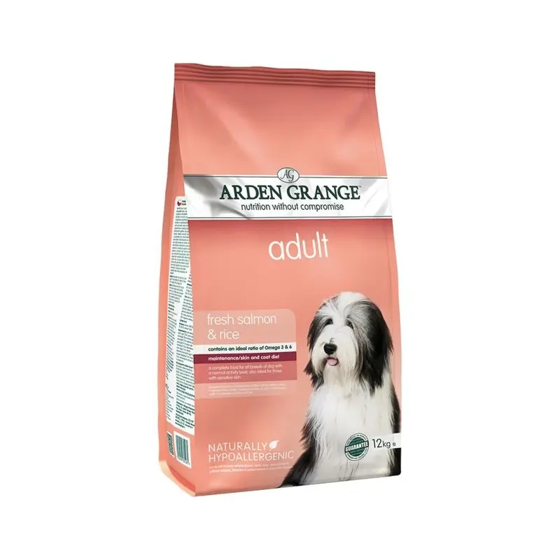 New Arden Grange (12Kg Bag) Dry Dog Food Adult Rice Salmon 12Kg