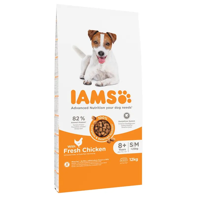 Iams 12Kg Dry Dog Food - 10Kg + 2Kg Free! * - Senior Small & Medium 8+ With Chicken (12Kg)