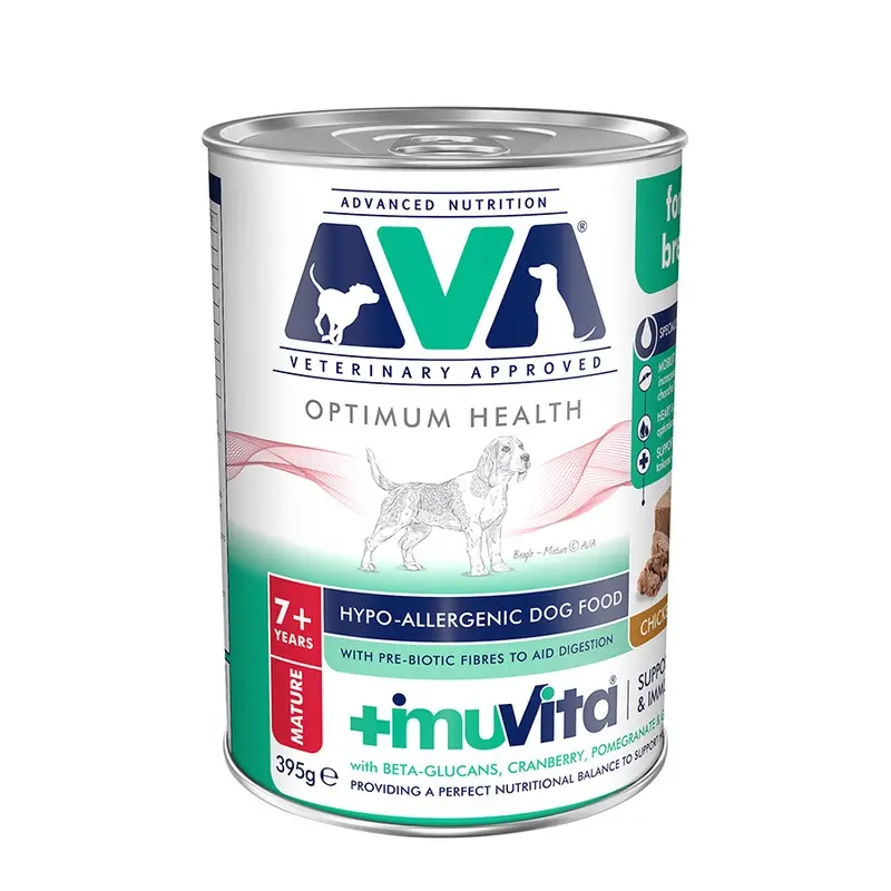 Ava Veterinary Approved Optimum Health Wet Mature Dog Food Chicken Pt 395G