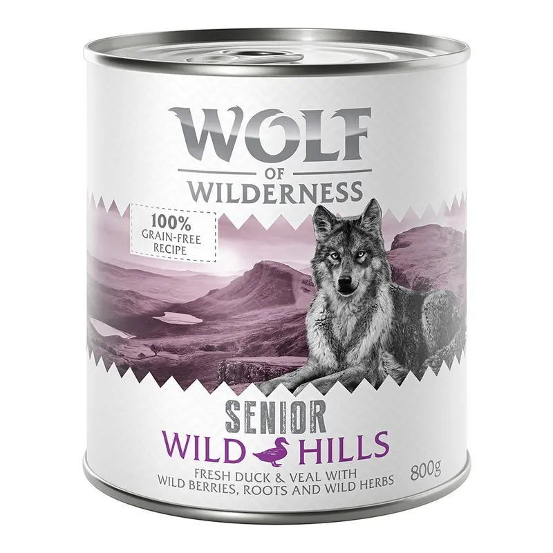 Wolf Of Wilderness Senior Duo-Protein Recipe 6 X 800G - Wild Hills - Duck & Veal