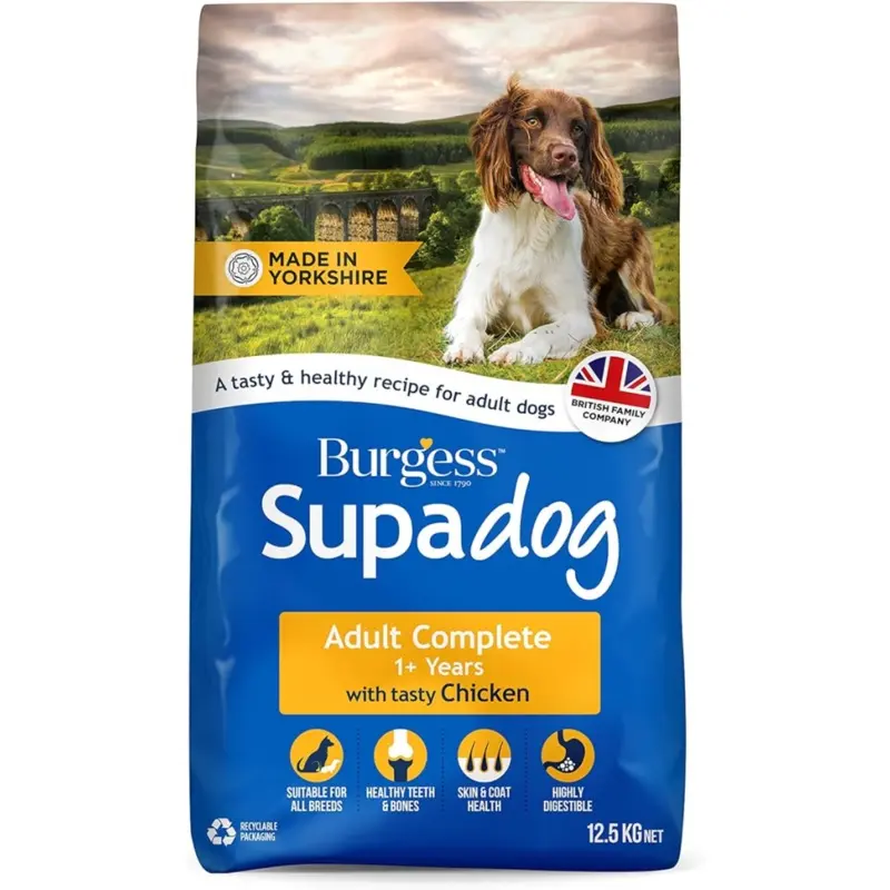 Burgess Supadog Adult Dry Dog Food With Tasty Chicken 12.5 Kg, Multicoloured 12.5Kg