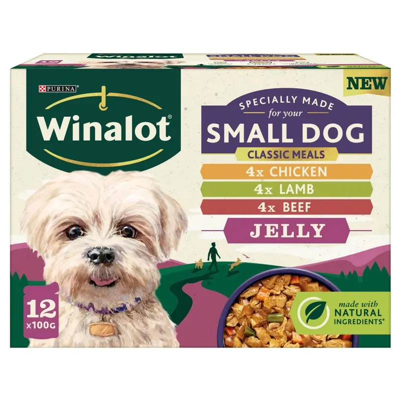 Purina Winalot Meaty Chunks Dog Mixed In Jelly Wet Dog Food 12X100g (Pack Of 4) Small