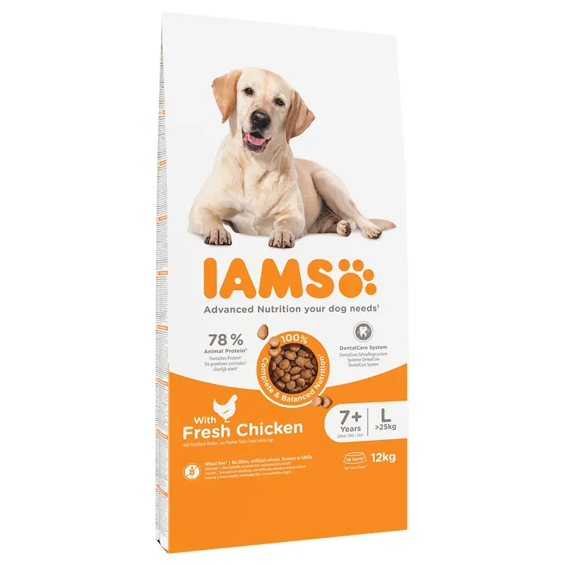 Iams 12Kg Dry Dog Food - 10Kg + 2Kg Free! * - Senior Large 7+ With Chicken (12Kg)