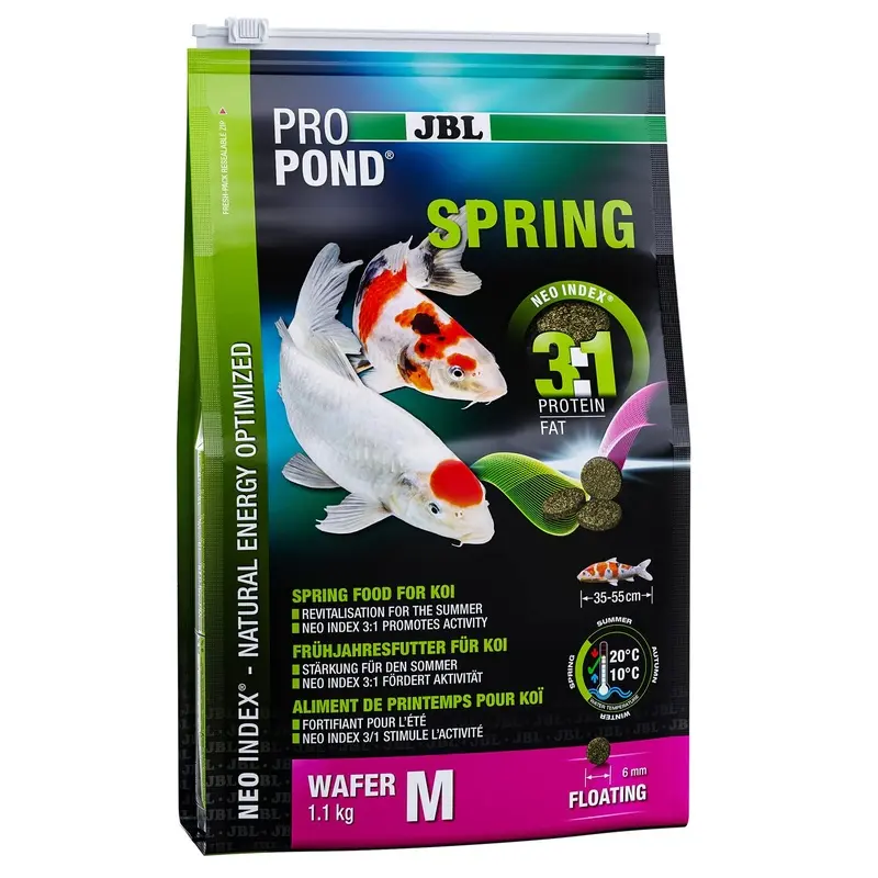 JBL Spring Food for Koi, Floating Wafers, Seasonal Food, ProPond Spring, Size M, 1.1 kg