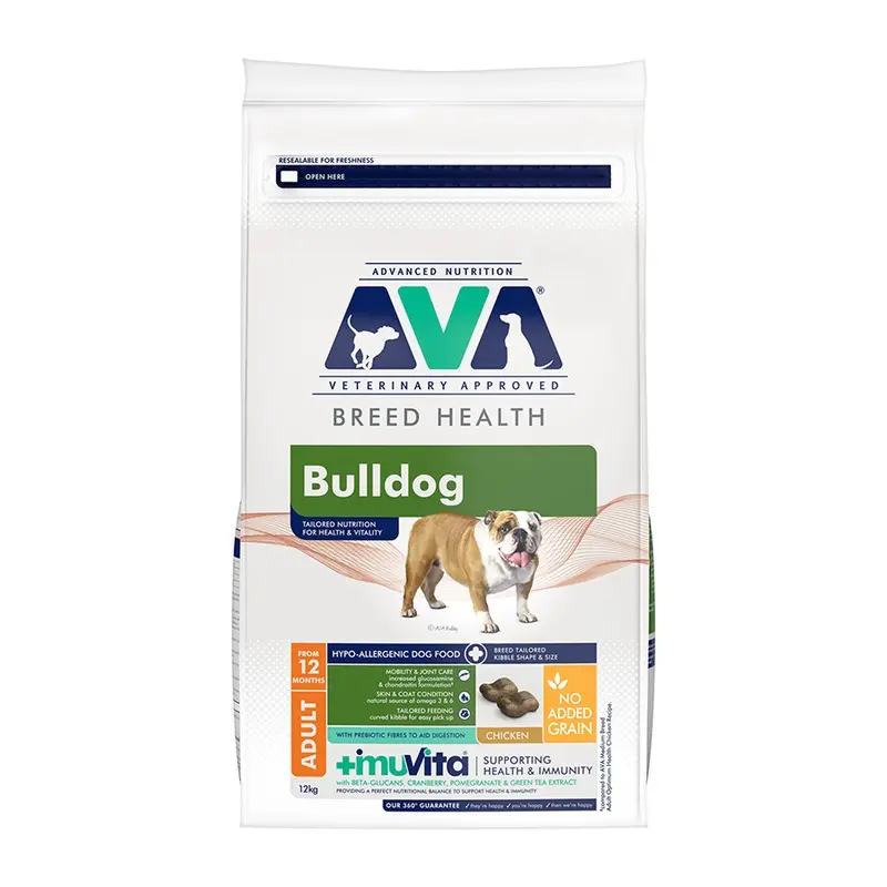 Ava Veterinary Approved Optimum Health Bulldog Dry Dog Food Chicken 12Kg