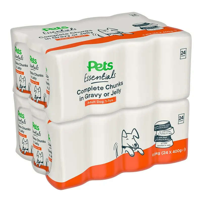 Pets Essentials Mixed Variety Adult Wet Dog Food Tins 400G 24 Pack