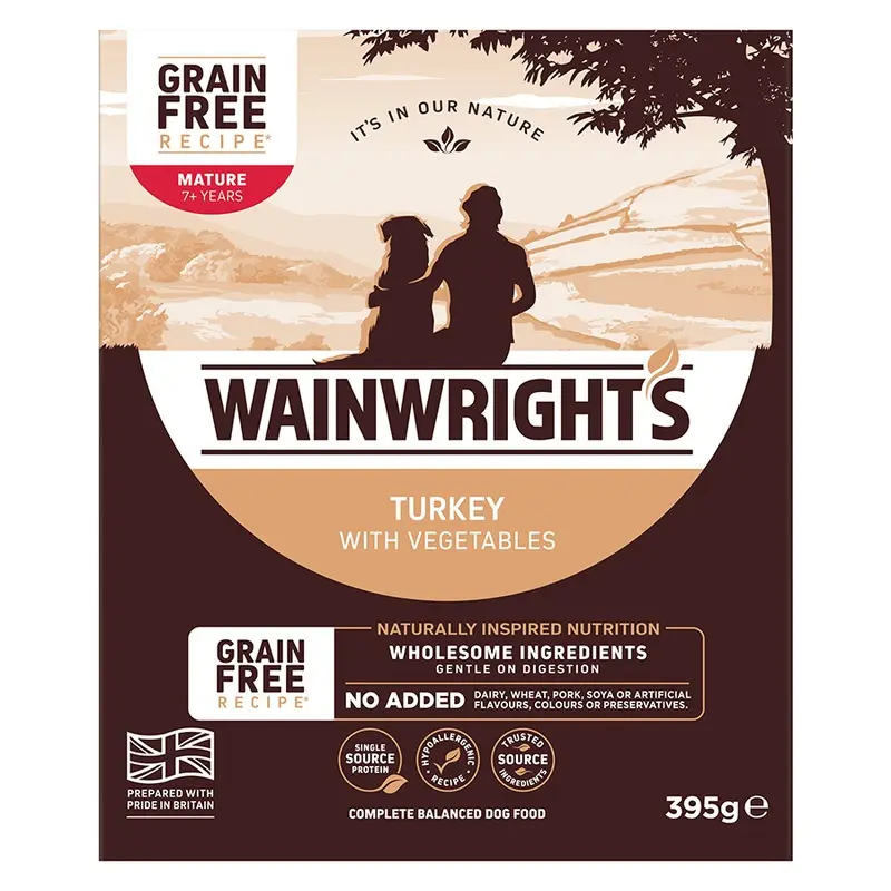 Wainwrights Grain Free Wet Senior Dog Food Turkey 395G Tray