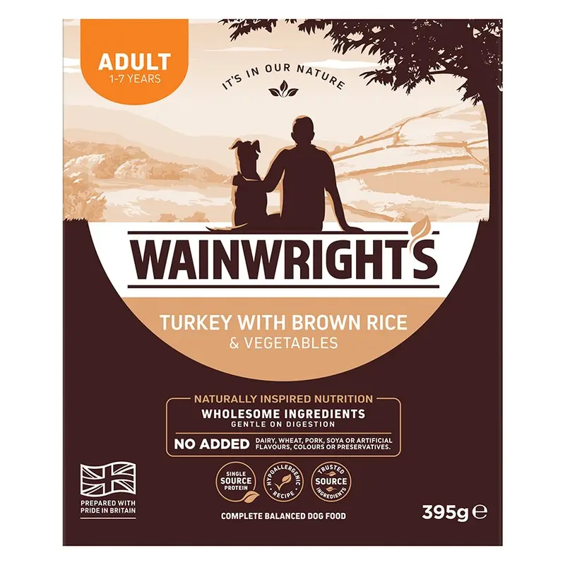 Wainwrights Wet Adult Dog Food Turkey With Rice 395G Tray