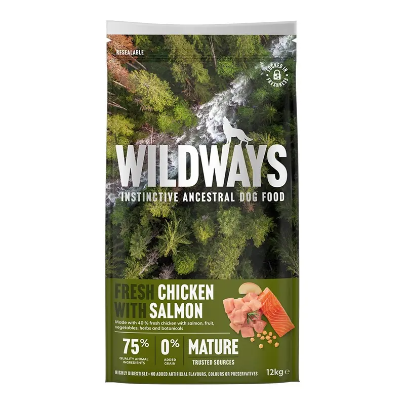 Wildways Fresh Chicken With Salmon & Vegetables Dry Senior Dog Food 12Kg