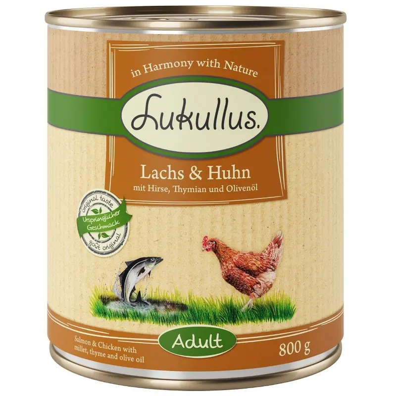 Lukullus 6 X 800G Wet Dog Food - 5 + 1 Free! * - Salmon & Chicken (6 X 800G)