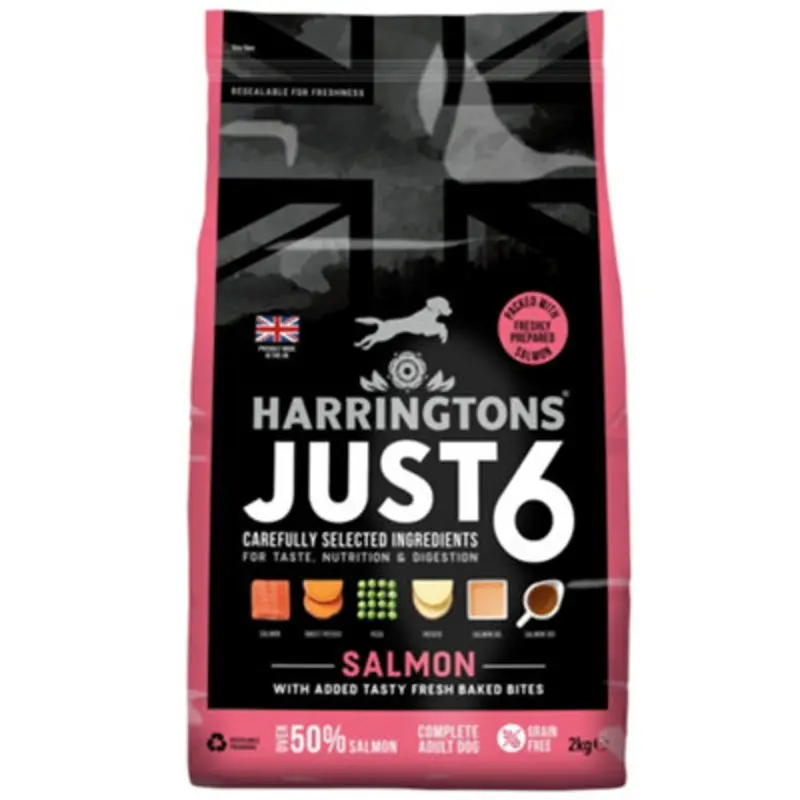 Harringtons Just 6 & Vegetables Free Dry Dog Food 2Kg Salmon/Grain