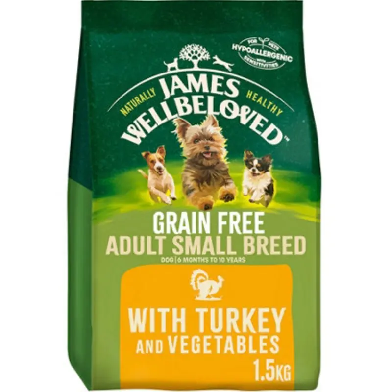 James Wellbeloved Adult Small Breed Free Turkey Kibble Dog Food 1.5Kg Grain