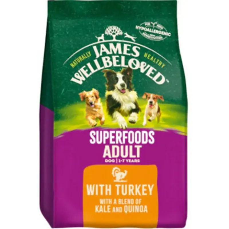 James Wellbeloved Green Turkey, Kale & Quinoa Adult Dog Superfood 1.5Kg