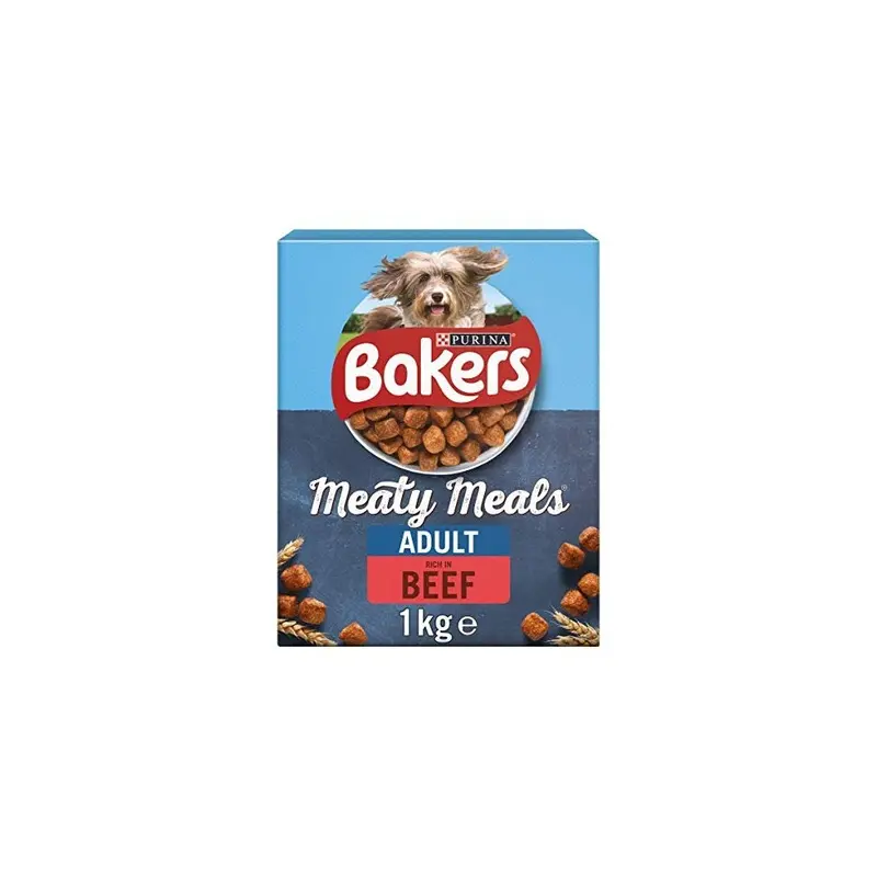 New Bakers Meaty Meals Adult Dry Dog Food Beef (Pack Of 4) 1Kg
