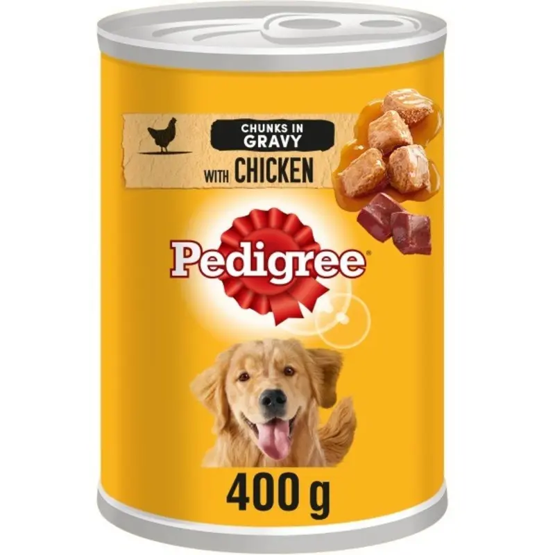 Pedigree Chicken In Gravy Dog Tins - X 400G Size 12