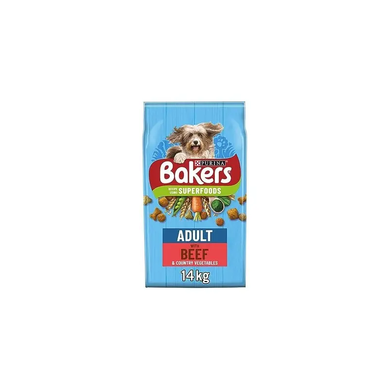 Bakers Adult Dry Dog Food Beef And Veg 14 Kg, Packaging May Vary 14Kg