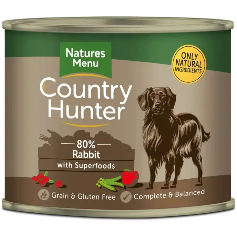 Country Hunter Grain/Green Dog Cans Rabbit With Super Food For Adult Dog Size 4