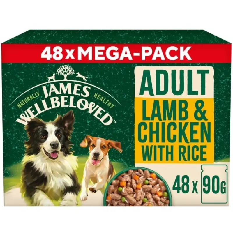James Wellbeloved Adult Lamb And Chicken In Gravy Pouches For Dogs - X 90G Size 48