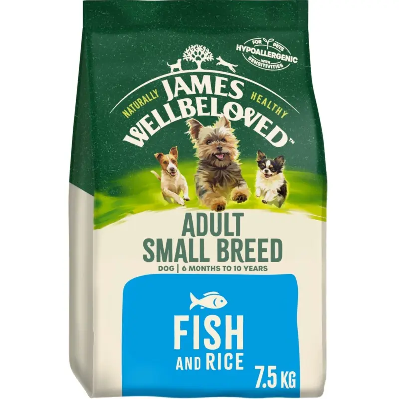 James Wellbeloved 7.5Kg Natural Breed Adult Dry Dog Food Fish & Rice Small
