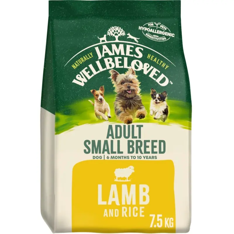 James Wellbeloved Grain 7.5Kg Natural Breed Adult Dry Dog Food Lamb & Rice Small