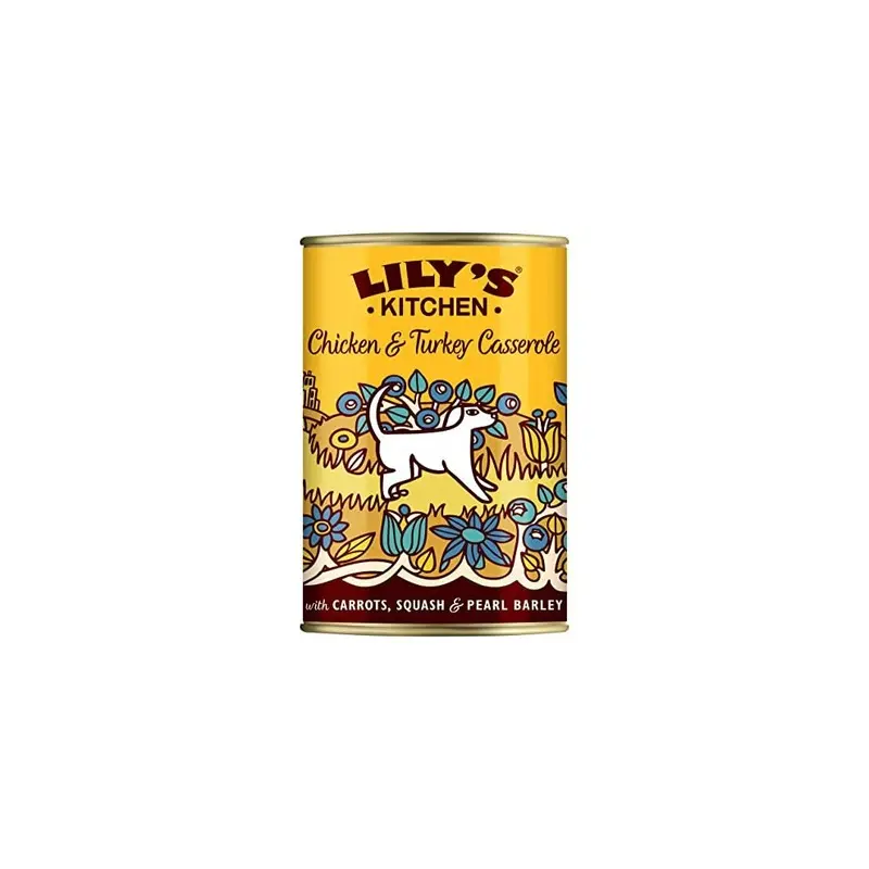New Lilys Kitchen Natural Adult Wet Dog Food Tin Chicken & Turkey X 400G Size 6