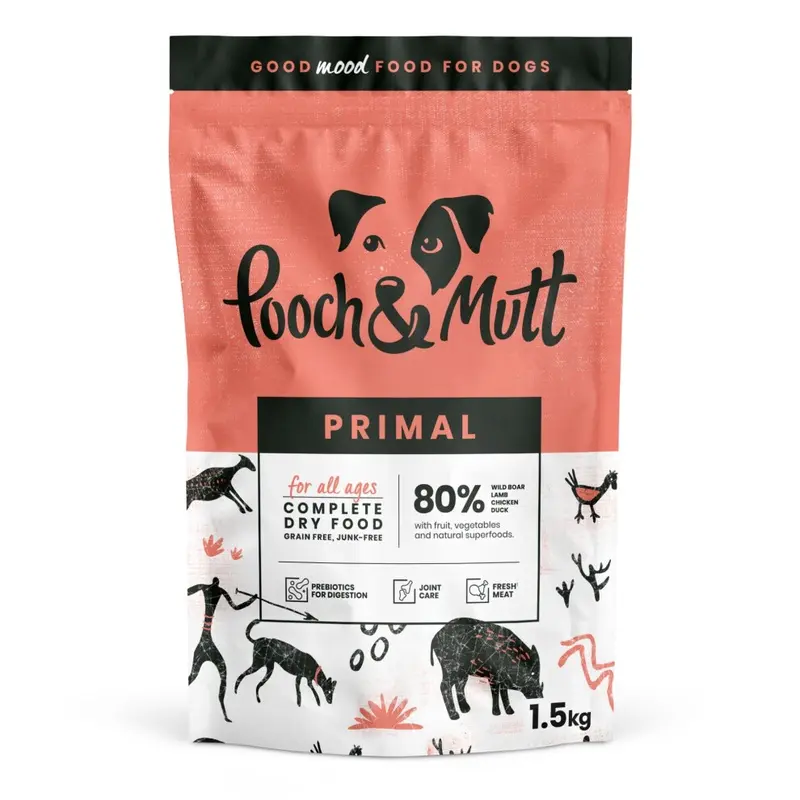 Pooch & Mutt Grain - Primal High Protein Free Dry Dog Food, Wild Boar Flavour, 1.5Kg