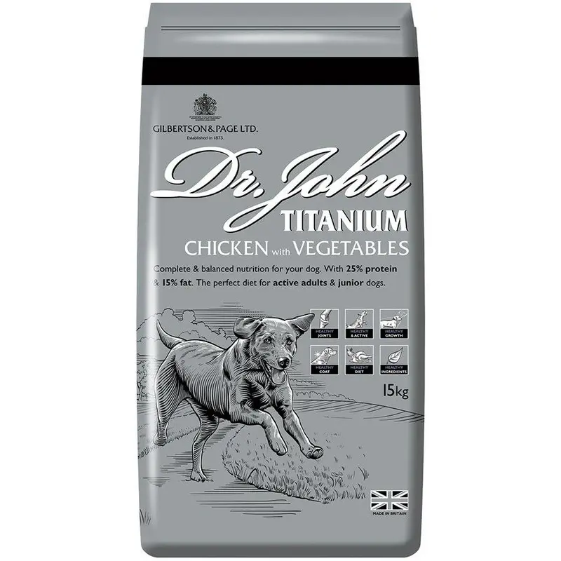 Dr. John Titanium Chicken With Vegetables Dog Food - Salmon/Green 15Kg