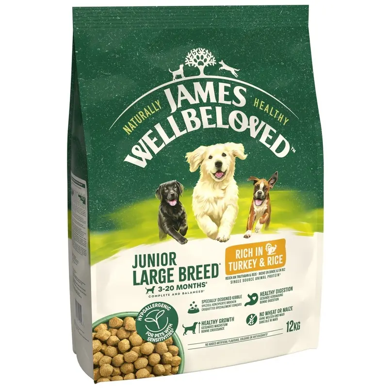 James Wellbeloved Junior Large Breed - Turkey & Rice - 12Kg