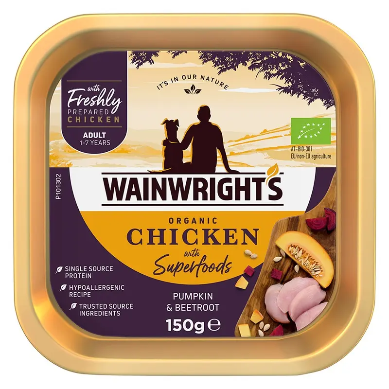 Wainwrights Organic Chicken With Superfoods Wet Adult Dog Food 150G Tray